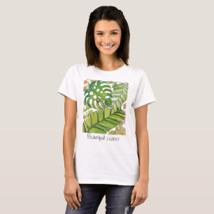 Camiseta Folhas Tropicais Bonitas Em Aquarela
