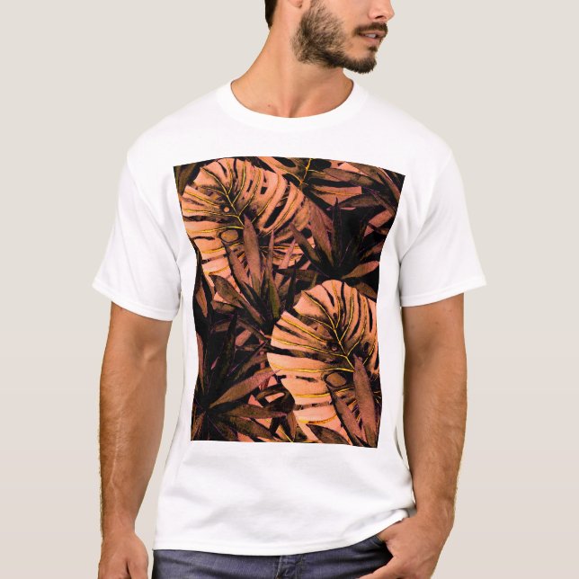 Camiseta Folhas tropicais de aquarela, desidratação sem cos (Frente)