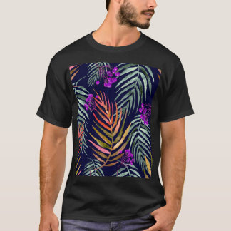 Camiseta Folhas tropicais de aquarelas, abstrato splash.