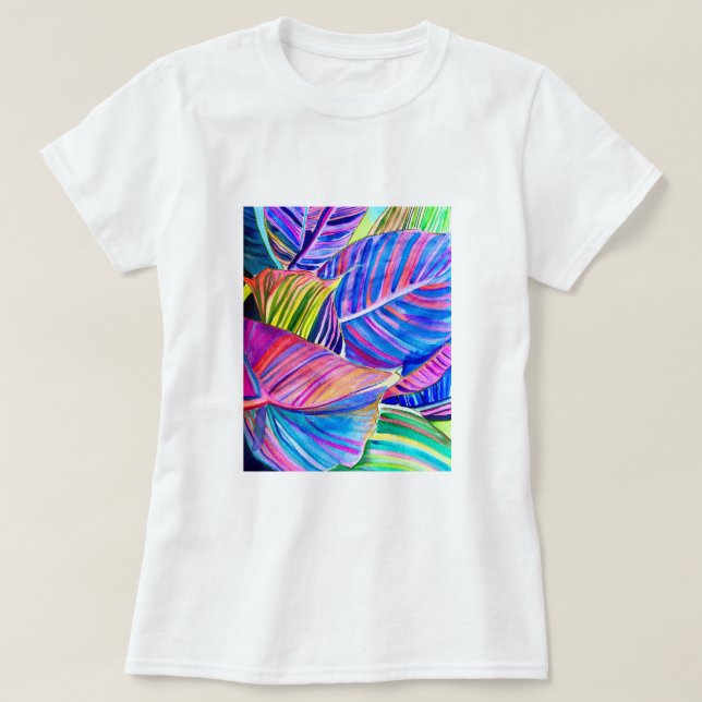 Camiseta Folhas tropicais de canas aquáticas (Frente do Design)
