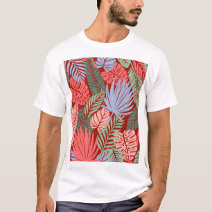 Camiseta Folhas Tropicais De Doodle: Escuro Desenho De Mão