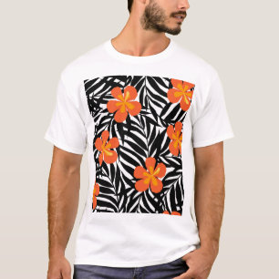 Camiseta Folhas tropicais de palma, estilo vintage applique