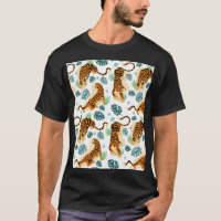 Folhas Tropicais de Tigres: Ilustração Vintage.