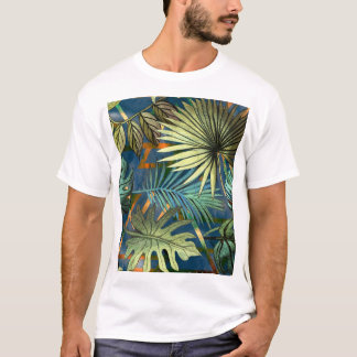 Camiseta Folhas tropicais, em forma geométrica