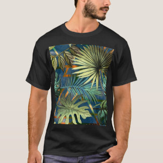 Camiseta Folhas tropicais, em forma geométrica