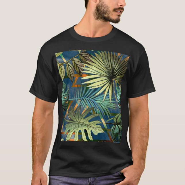 Camiseta Folhas tropicais, em forma geométrica (Frente)