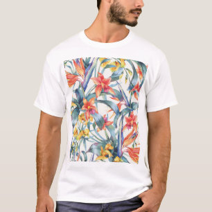 Camiseta Folhas Tropicais Flores Vintage Botânica