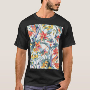 Camiseta Folhas Tropicais Flores Vintage Botânica