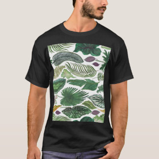 Camiseta Folhas tropicais: fundo sem costura de aquarela