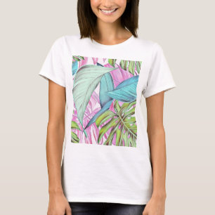 Camiseta Folhas tropicais grandes coloridas