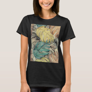 Camiseta Folhas tropicais grandes coloridas pintura aquosa