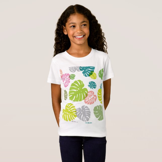 Camiseta Folhas tropicais multicolores (Frente Completa)