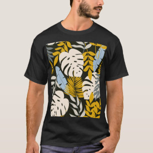 Camiseta Folhas tropicais: padrão de colheita escura.