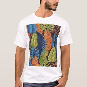 Camiseta Folhas tropicais, padrão floral sem costura.