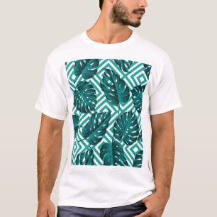 Camiseta Folhas Tropicais: Padrão Invisível Floral.