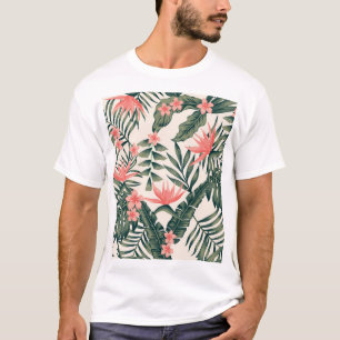 Camiseta Folhas tropicais, papel de parede de praia alegre.