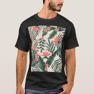 Camiseta Folhas tropicais, papel de parede de praia alegre.