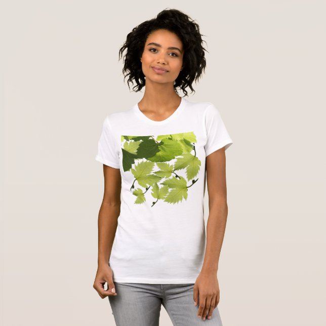 Camiseta Folhas Verdes da Vinha de Grama (Frente Completa)