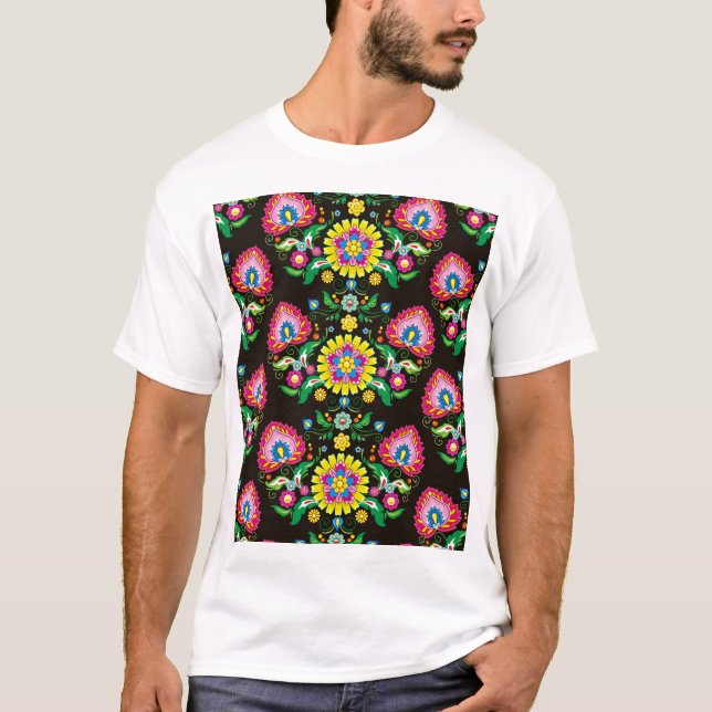 Camiseta Folheto: azulejos coloridos retrorreflectores (Frente)