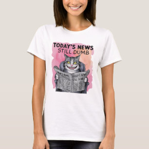 Camiseta Folheto de Leitura de Gato Engraçado