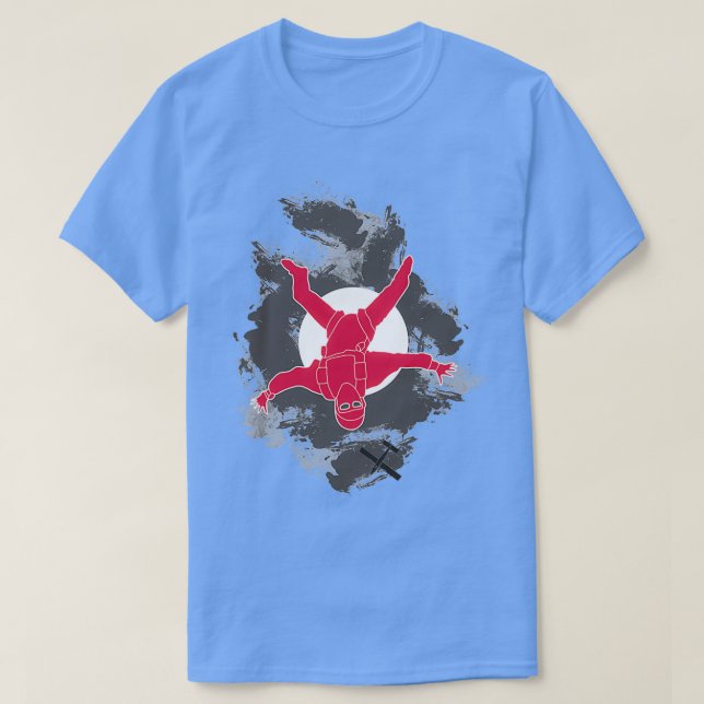 Camiseta Folheto vermelho com nuvens de sol e cinza (Frente do Design)