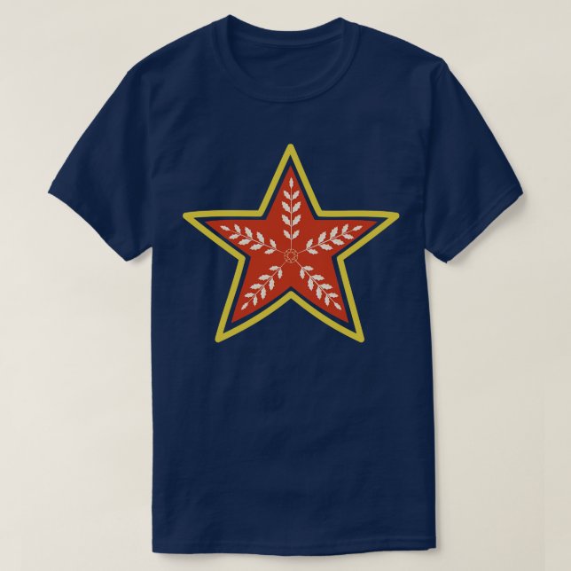 Camiseta Folk Art Holiday Star (Frente do Design)