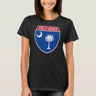 Camiseta Folly Beach South Carolina Flag Highway Interstate