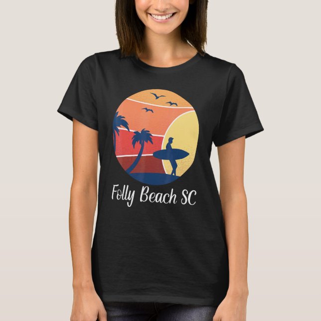 Camiseta Folly Beach South Carolina SC Surfing Vinta (Frente)