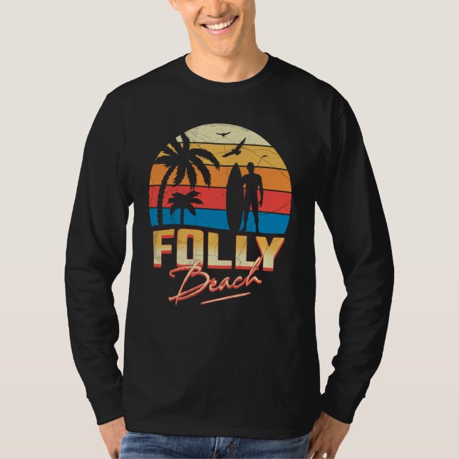 Camiseta Folly Beach South Carolina Surfing Surf Summer Vac (Frente)
