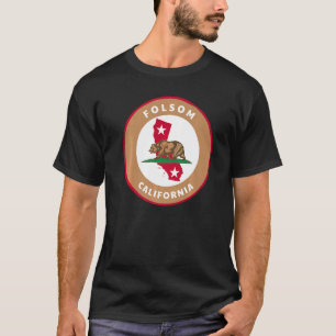 Camiseta Folsom California Ca Flag and Bear Vacven Souven
