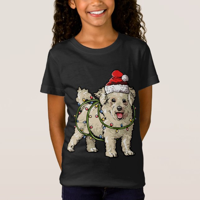 Camiseta Fome Cuja Frota Bichon Papai noel Árvore de Natal  (Frente)