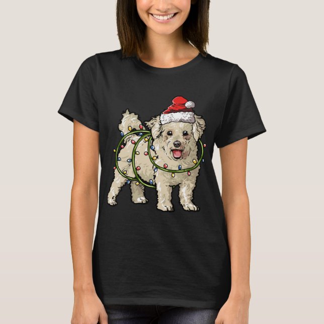 Camiseta Fome Cuja Frota Bichon Papai noel Árvore de Natal  (Frente)