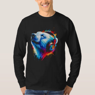 Camiseta Fone de ouvido do legal Urso Polar com Música de N