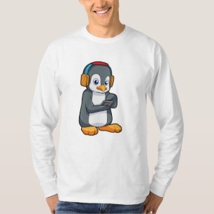 Camiseta Fone de ouvido para música pinguim