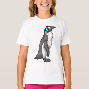 Camiseta Fone de ouvido para música pinguim