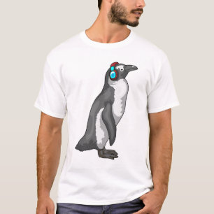 Camiseta Fone de ouvido para música pinguim