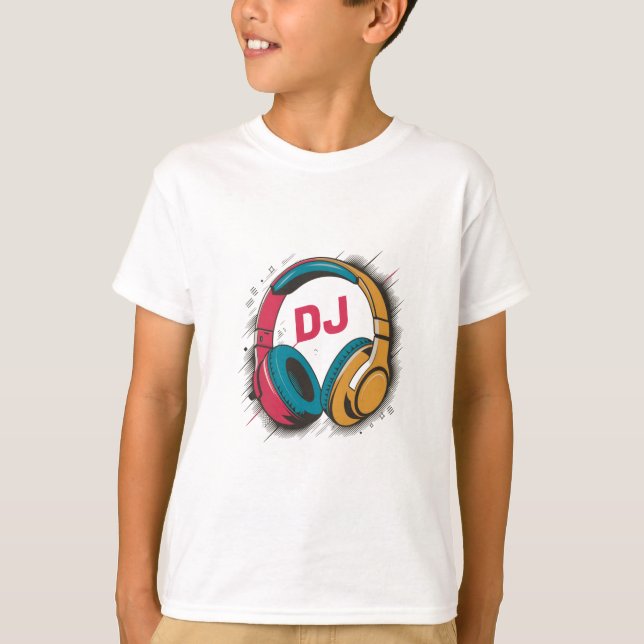 Camiseta Fones de ouvido coloridos Music DJ branco (Frente)