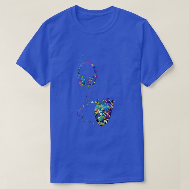 Camiseta Fones de ouvido com coração 3 (Frente do Design)