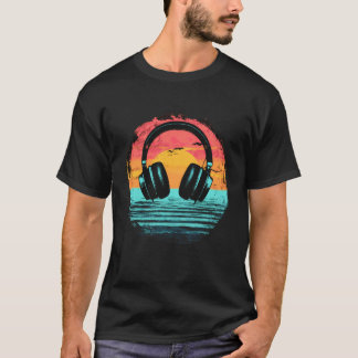 Camiseta Fones de ouvido com Fones de ouvido de música rela