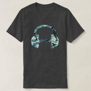 Camiseta Fones de ouvido com padrão de camuflagem de invern