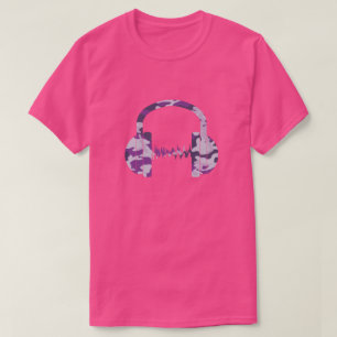 Camiseta Fones de ouvido com padrão de camuflagem PurpleBer