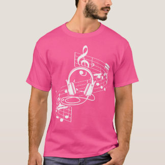 Camiseta Fones de ouvido de Folha de Música Clef Musical No