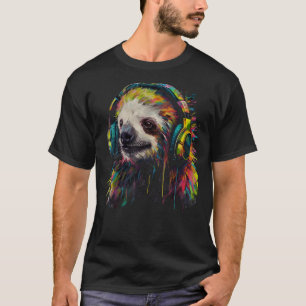 Camiseta Fones de ouvido De Lã Trabalho de arte Coloridos M