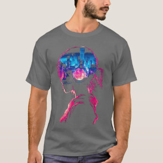 Camiseta Fones de ouvido de música de anime menina amigos v