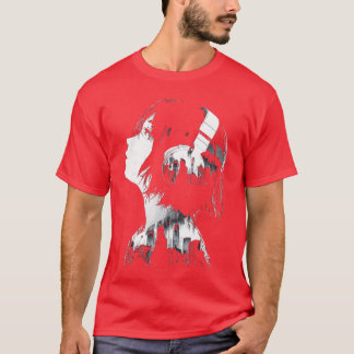 Camiseta Fones de ouvido de música de anime para mulheres m