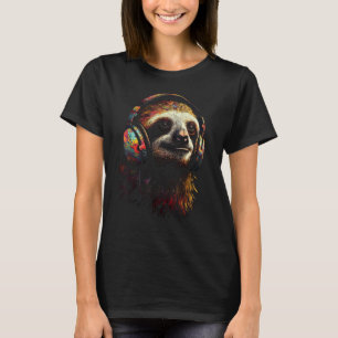 Camiseta Fones de Ouvido de Preguiça Arte - Música Animal P