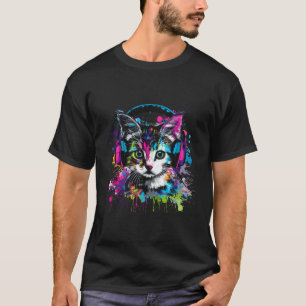 Camiseta Fones de ouvido DJ Cat Music Splash Beatmaker Cat