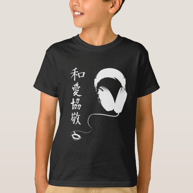 Camiseta Fones de ouvido do Kanji de P.L.U.R (Frente)