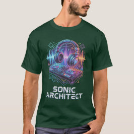 Camiseta Fones de ouvido e mixer DJ Sonic Architect Neon