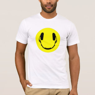 Camiseta Fones de ouvido felizes da cara